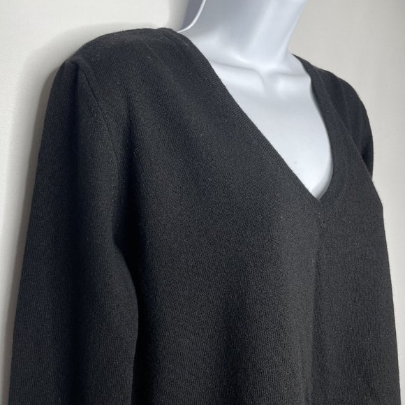 Superdry Premium Luxe Black Cashmere Blend Knit V-neck Pullover Sweater - Picture 4 of 8